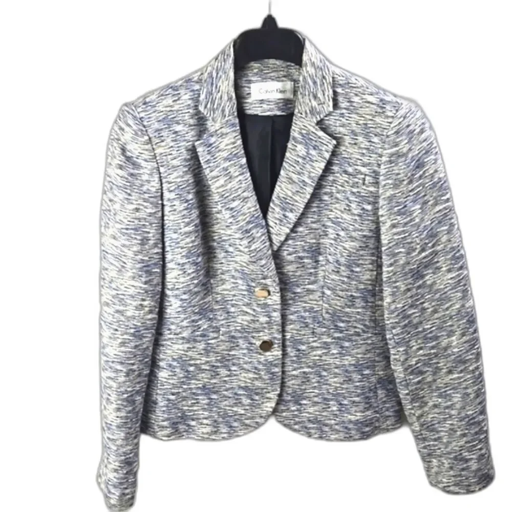 Calvin Klein Women's Navy & Cream Blazer Jacket‎ Sz 6 Preppy Academia Career